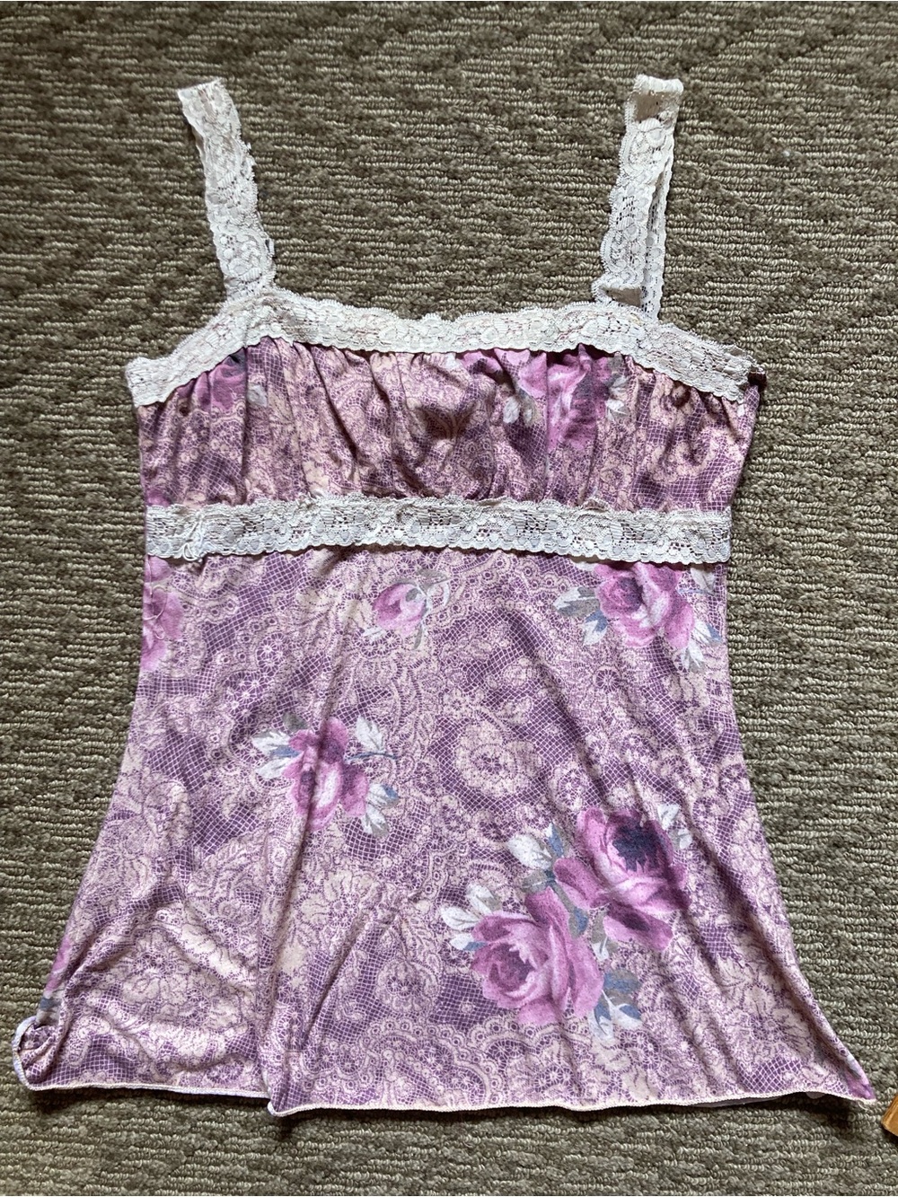Vintage 90s Y2K Hot Tempered babydoll Lace Rose tank top camisole Romantic Fairy